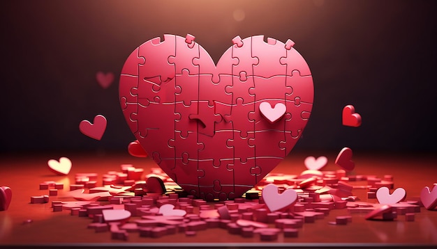 Immagine di pezzi di puzzle che formano un cuore