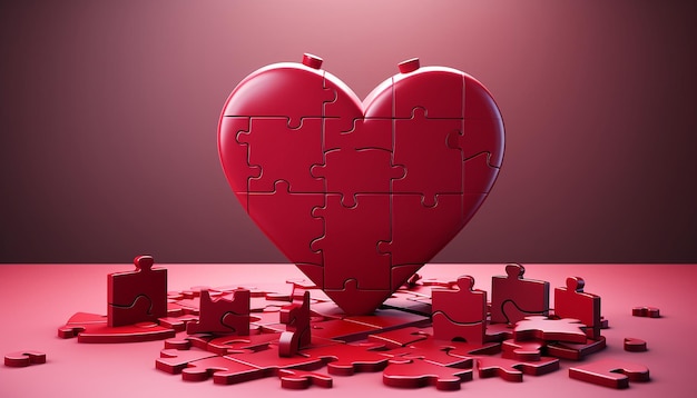 Immagine di pezzi di puzzle che formano un cuore