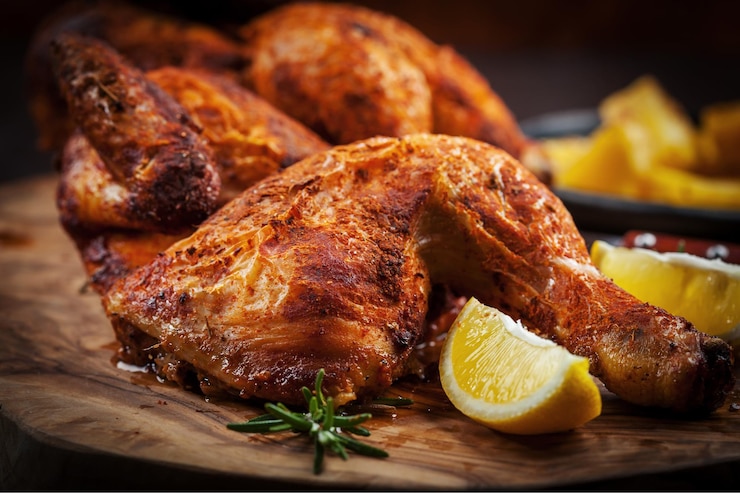 Foto immagine di pollo alla griglia con limone