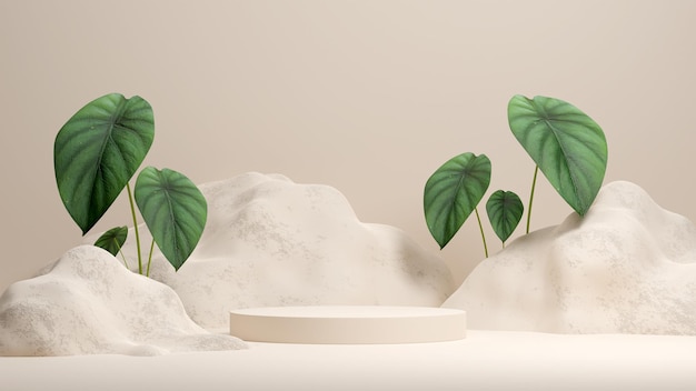 Immagine di rendering 3D della pianta di caladium natura podio mockup spazio vuoto per la visualizzazione del prodotto