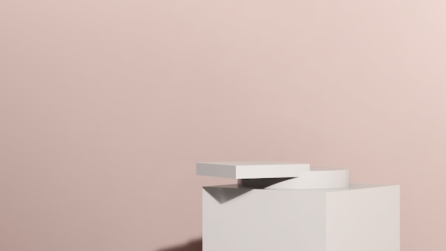 Immagine di rendering 3D podio bianco con pubblicità display prodotto sfondo rosa