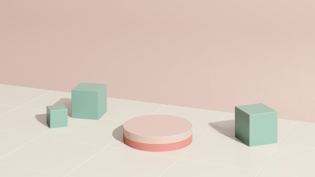 Immagine di rendering 3D podio rosa con pubblicità display prodotto sfondo rosa