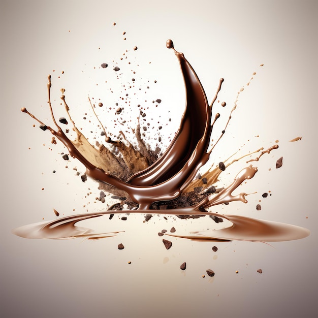 Immagine di schizzi di cioccolato fondente isolati su sfondo bianco