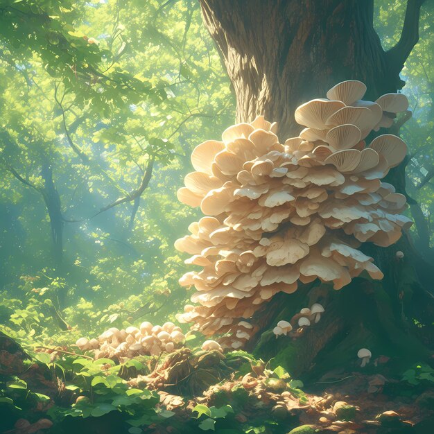 Immagine di scorta della foresta dei funghi vivaci