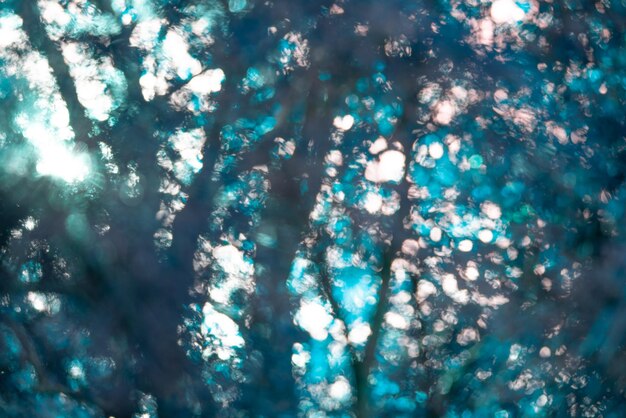 Immagine di sfondo bokeh blu naturale, concetto di immagine di sfondo