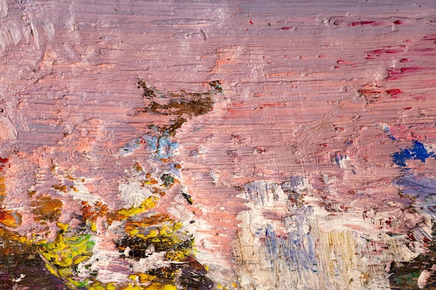 Immagine di sfondo del primo piano luminoso della tavolozza della pittura a olio.