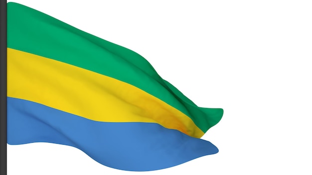 Immagine di sfondo della bandiera nazionalebandiere che soffiano il ventorendering 3dBandiera del Gabon