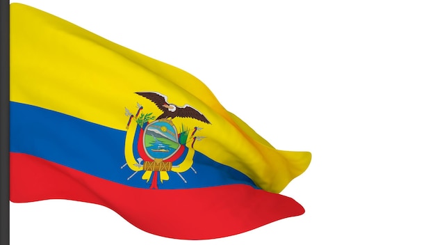Immagine di sfondo della bandiera nazionalebandiere che soffiano il ventorendering 3dBandiera dell'Ecuador