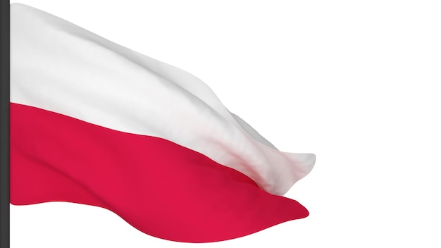 Immagine di sfondo della bandiera nazionalebandiere che soffiano il ventorendering 3dBandiera della Polonia