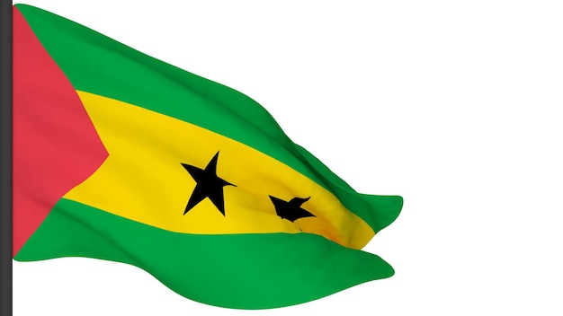 Immagine di sfondo della bandiera nazionalebandiere che soffiano il ventorendering 3dBandiera di Sao Tomé e Principe