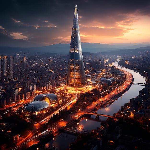 immagine di sfondo della Lotte World Tower Seoul Corea del Sud