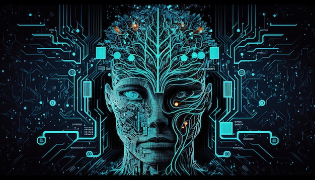 Immagine di sfondo della rete neurale della tecnologia AI. AI generativo