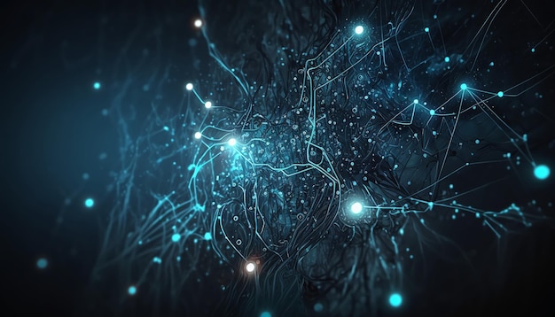 Immagine di sfondo della rete neurale della tecnologia IA generativa