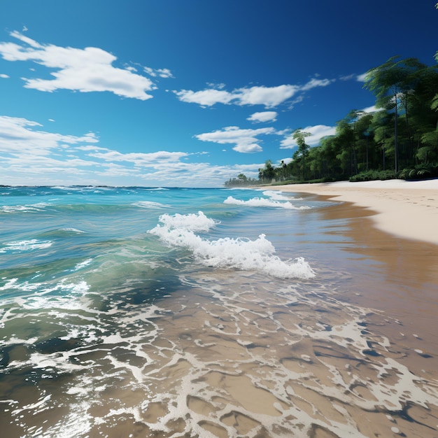 Immagine di sfondo della spiaggia di un'isola tropicale e dell'acqua del mare