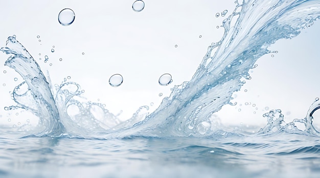 Immagine di sfondo di acqua in movimento in bolle di onde su sfondo bianco