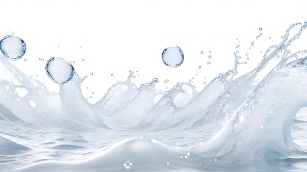 Immagine di sfondo di acqua in movimento in bolle di onde su sfondo bianco