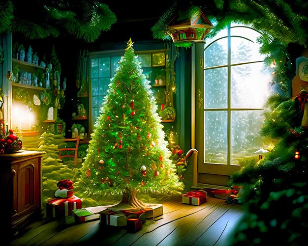 Immagine di sfondo di alta qualità per la celebrazione del giorno di Natale generata da AI