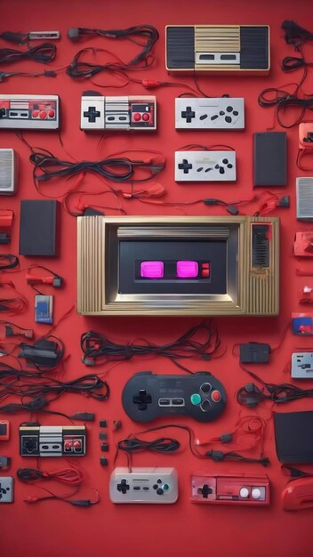 Immagine di sfondo rosso retro gaming