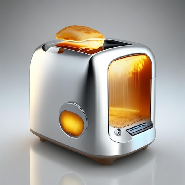 Immagine di sfondo trasparente di un tostatore futuristico con comandi touchscreen