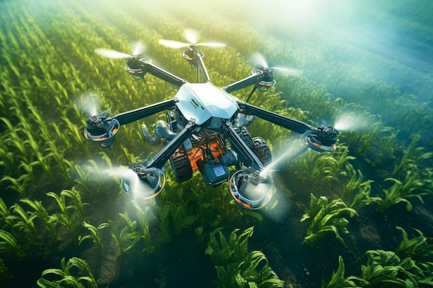Immagine di spruzzatura di pesticidi da drone