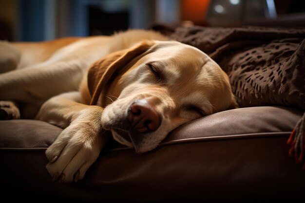 Immagine di un adorabile cane labrador sdraiato sul divano Animali domestici