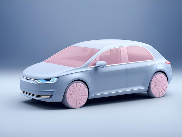 Immagine di un'auto di rendering 3d blu e rosa