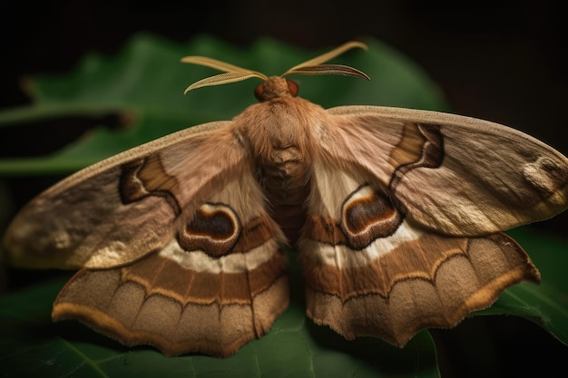 Immagine di un Bombyx mori su una foglia in un giardino rurale indiano foto di insetti domestici della falena della seta