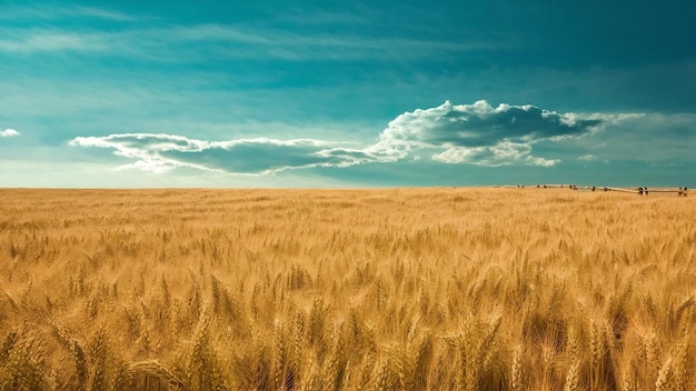 Immagine di un campo di grano con il cielo blu