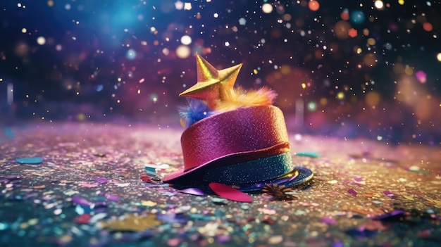 immagine di un cappello di compleanno con uno sfondo semplice