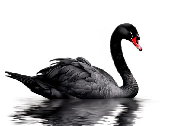 Immagine di un cigno nero su sfondo bianco Wildlife Animals Illustrazione Generative AI