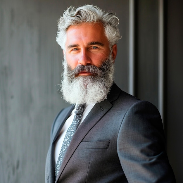 immagine di un gentiluomo elegante con la barba e i capelli grigi