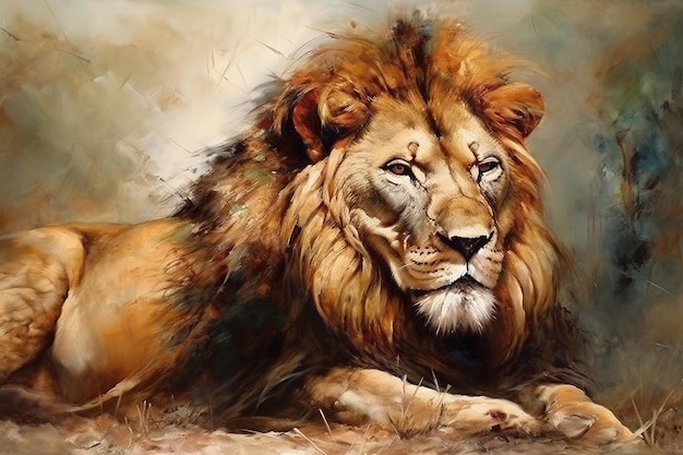 Immagine di un leone maschio Wildlife Animals Illustrazione Generative AI