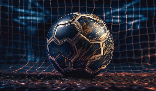 Immagine di un pallone da calcio sopra una rete