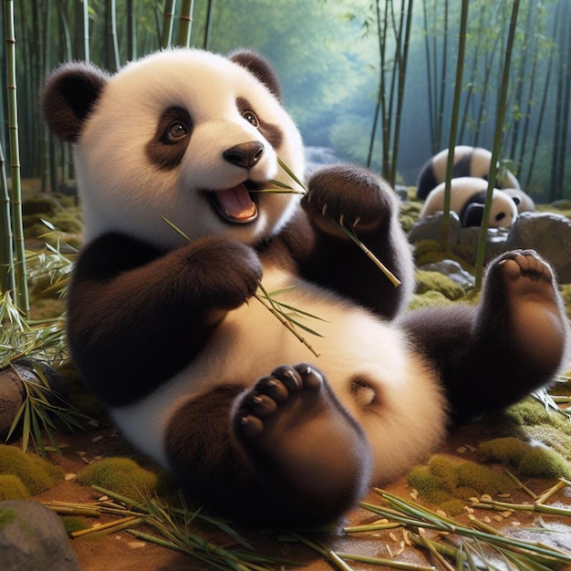 immagine di un panda giocoso