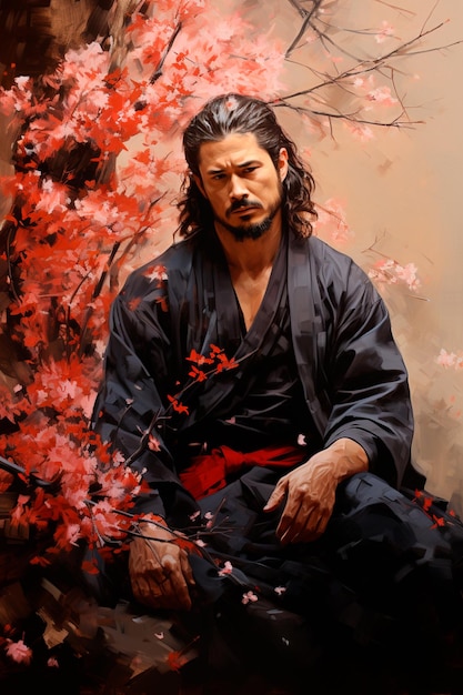 immagine di un samurai sotto forma di un maestoso dipinto