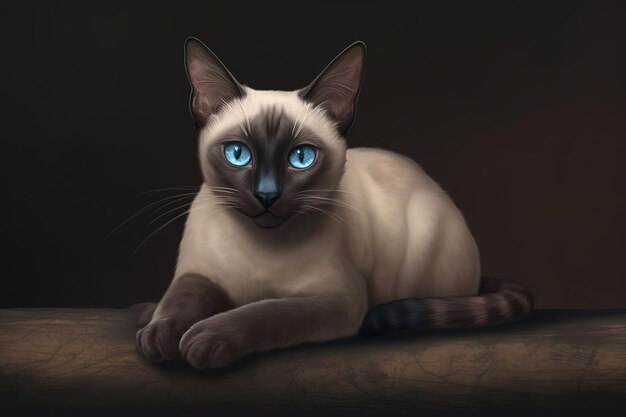 Immagine di un simpatico gatto siamese Illustrazione di animali da compagnia IA generativa