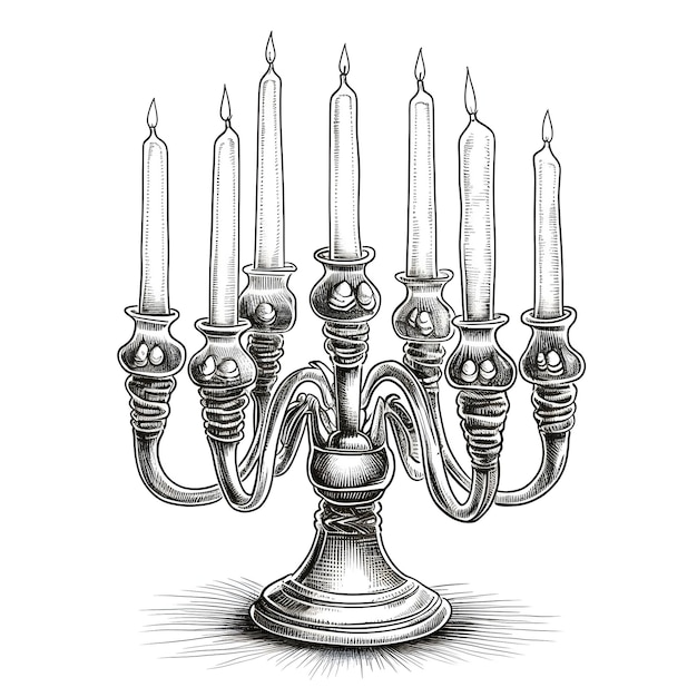 Immagine di un tradizionale candelabro della Menora ebraica sfondo luminoso