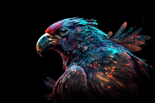 Immagine di un uccello con bei colori vivaci Illustrazione degli animali IA generativa