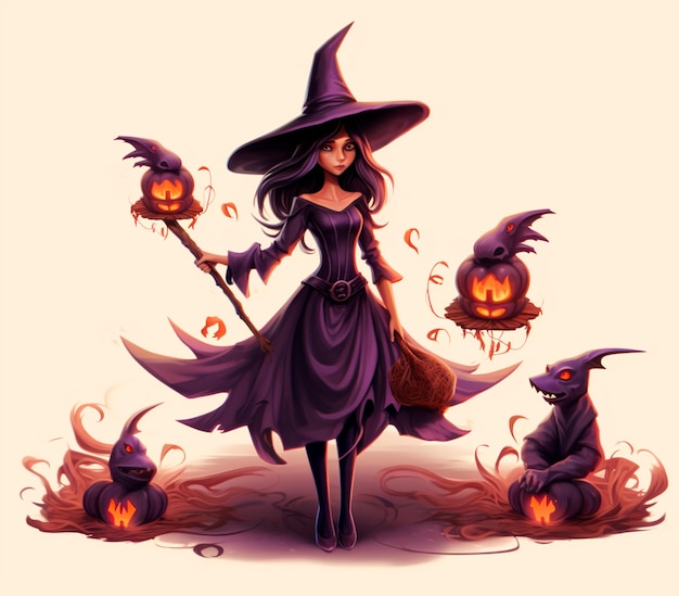 immagine di una bella strega felice halloween