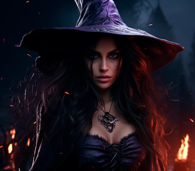 immagine di una bella strega felice halloween