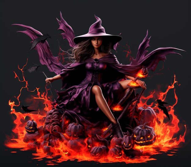 immagine di una bella strega felice halloween