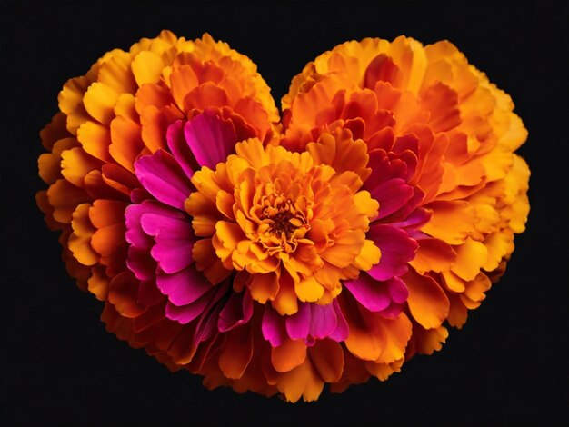Immagine di una calendula con petali che formano la forma di un cuore