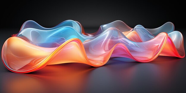 Immagine di una carta da parati di lusso a ondata curva a neon iridescente a forma olografica astratta