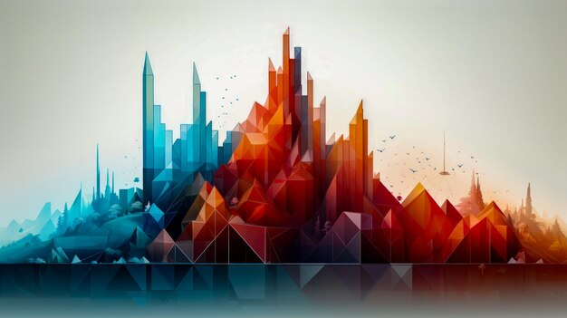 Immagine di una città con molti edifici alti IA generativa