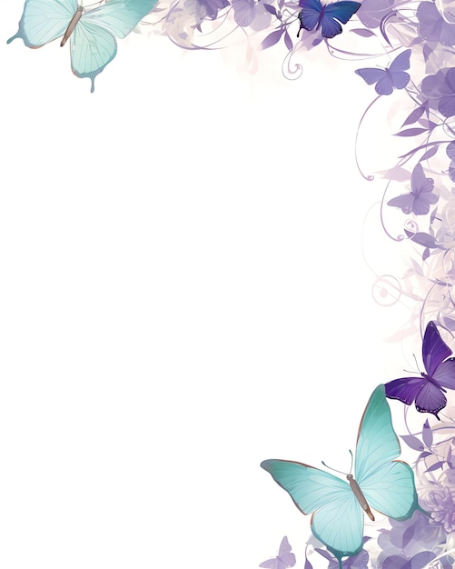 Immagine di una cornice viola con sfondo di farfalla 1