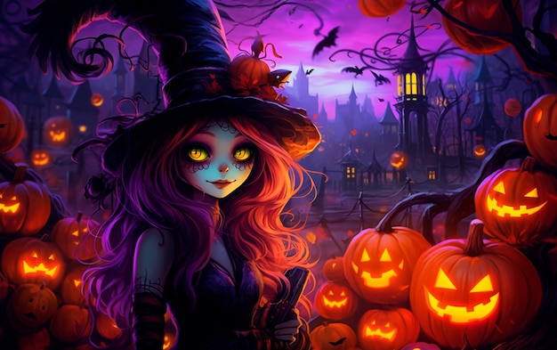 Immagine di una creatura anime per un Halloween colorato