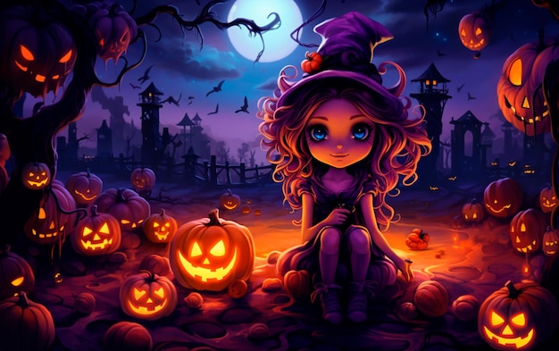 Immagine di una creatura anime per un Halloween colorato