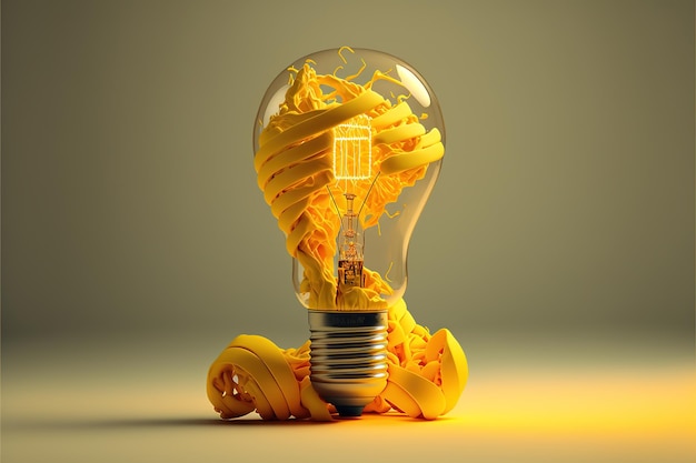 Immagine di una lampadina con macchie gialle su sfondo verde creata utilizzando la tecnologia generativa ai