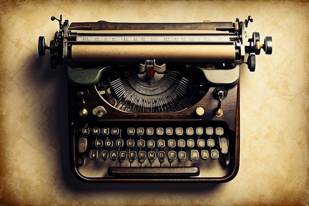 Immagine di una macchina da scrivere antica vista dall'alto Buon modello per il design della Giornata mondiale della digitazione