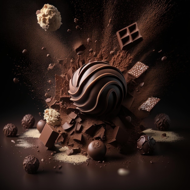 Immagine di una massiccia esplosione di IA generativa al cioccolato fondente